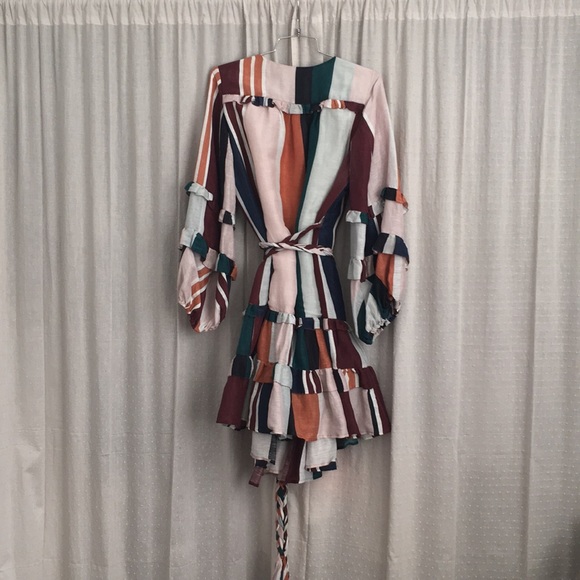 Apiece Apart Striped Linen Wrap Dress - Picture 6 of 7